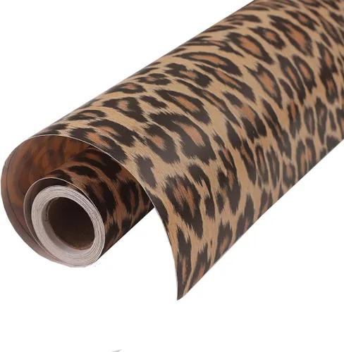 Vista 6 de Papel de contacto autoadhesivo de vinilo grueso decorativo con estampado de leopardo para revestimiento de estantes, armarios, cómodas, cajones