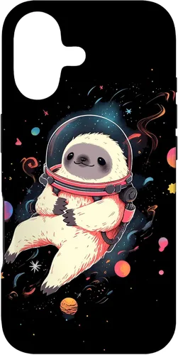 Vista 32 de Sloth Floating in Space Planets Stars Sloth Lover Case for iPhone 16