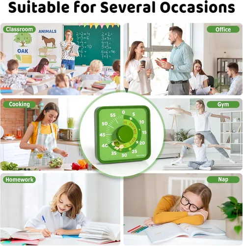 Vista 6 de Secura Temporizador visual con patrón de animales de 7.5 pulgadas para niños, temporizador de cuenta regresiva de 60 minutos para aula o cocina