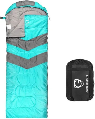 Vista 7 de Gold Armour Sacos de dormir para adultos, niños, niñas, mochileros, senderismo, campamento, clima frío y cálido 4 estaciones, uso en interiores
