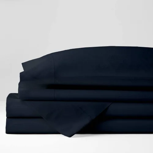 Vista 9 de Juego de ropa de cama dividida de 5 piezas, 800 TC-100% algodón, juego de sábanas divididas de algodón de fibra larga color negro, se adapta a