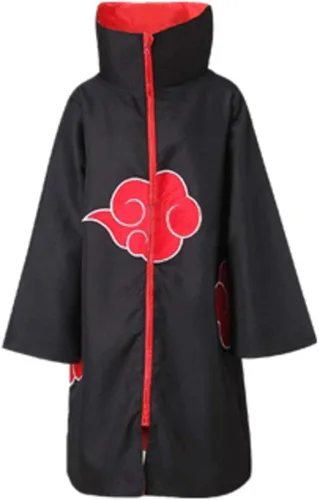 Vista 2 de Tinyones Capa de cosplay ninja para disfraz de bata larga Akasuki para Halloween con diadema