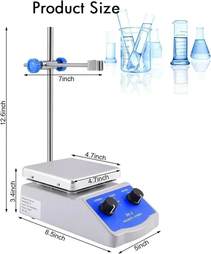 Vista 5 de Magnetic Stirrer, 0-1600R/Min Magnetic Heated Stirrer Mixer, Laboratory Constant Temperature Heating Hot Plate for School, Classroom, Scientific