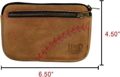 Vista 5 de Hide & Drink, Baseball Multipurpose Pouch Handmade from Full Grain Leather