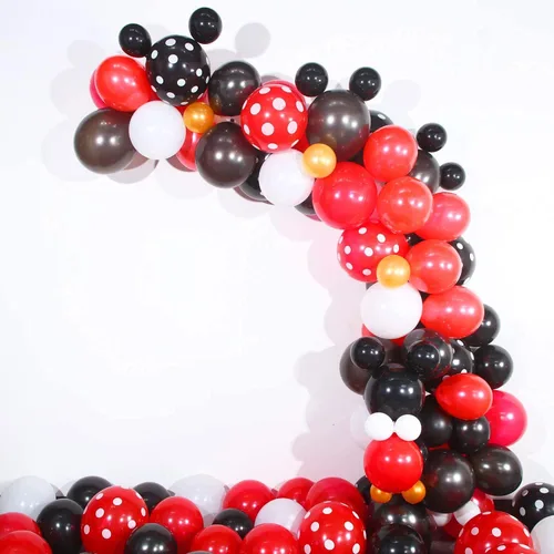 Vista 6 de 60 globos de lunares rojos y negros de mariquita, globos de punto ondulado, suministros de decoración de cumpleaños, boda, fiesta, juguetes