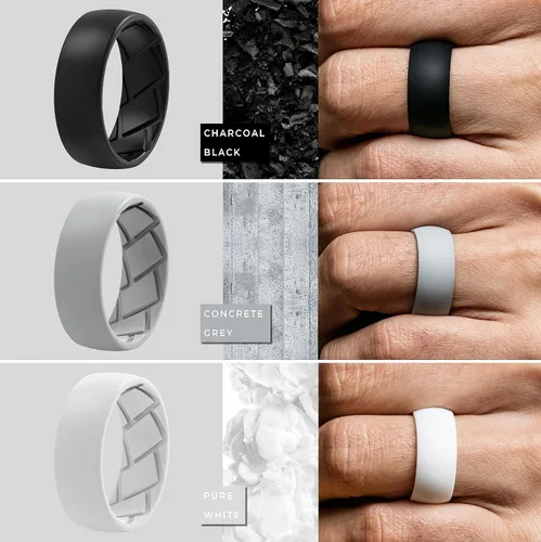 Vista 4 de Anillo de silicona para hombre, 0.315 in de ancho, 0.091 in de grosor