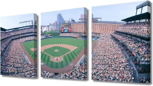 Vista 53 de TUMOVO American Major Baseball - Lienzo decorativo para pared, diseño de estadio de los Bravos, 3 piezas, arte de pared de Filadelfia, cuadros