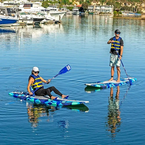 Vista 7 de WAVESTORM SUP Kayak híbrido de 9 pies y 6 pies con parte superior suave de espuma para adultos y niños de todos los niveles de kayak de remo, azul