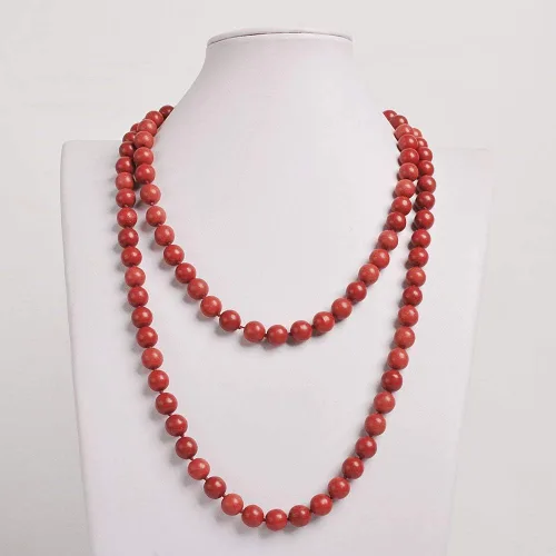 Vista 3 de Jane Stone Collar de cuentas redondas turquesas, joyería de moda