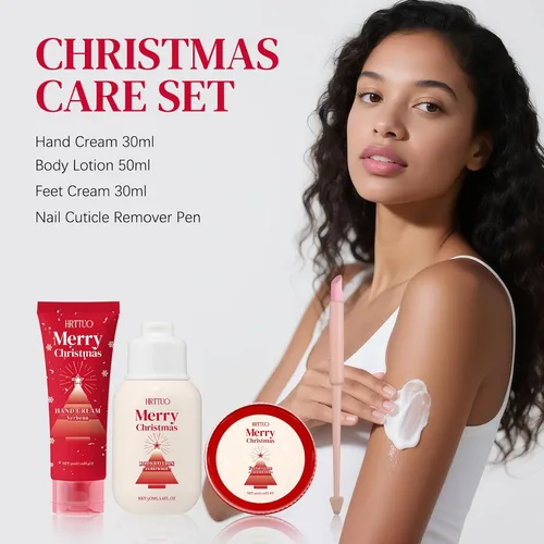Vista 3 de Set de Cuidado Corporal de Navidad para Mujeres - Loción Hidratante con Fragancia, Crema de Manos y Crema de Pies, Reparación y Nutrición para Piel