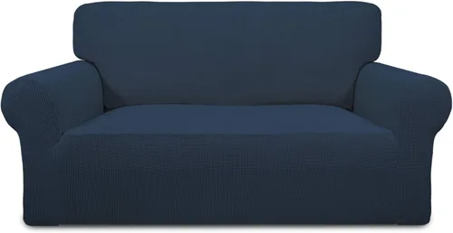 Vista 30 de PureFit Funda elástica para sofá biplaza, funda de sofá suave y antideslizante de jacquard de elastano, protector de muebles lavable con espuma