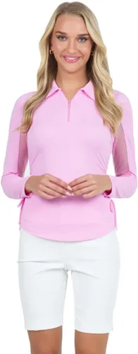 Vista 9 de IBKUL Athleisure Wear Sun Protective UPF 50+ Icefil Cooling Tech Adjustable Length Long Sleeve Polo with Under Arm Mesh 48000