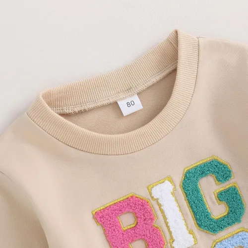 Vista 3 de Big Sister Little Sister Conjuntos a juego para bebé niña Burbuja Mameluco de manga larga camiseta sudadera para niños pequeños Ropa de otoño