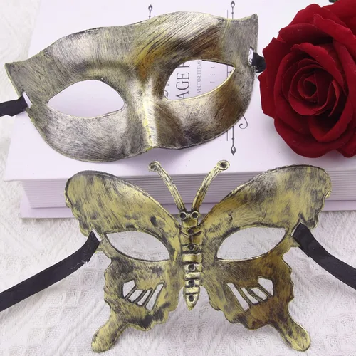 Vista 4 de FEQO 32 piezas máscaras de máscaras, máscaras venecianas vintage antiguas