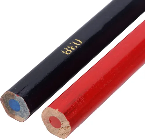 Vista 7 de Lápices de carpintería de alambre redondo rojo azul para carpintería, lápices de construcción para marcar, dibujar y escribir