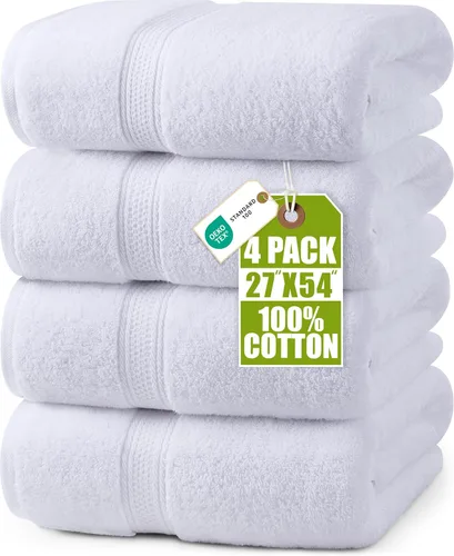 Vista 12 de Toallas de baño de algodón de lujo de 700 GSM (4 unidades, 27 x 54 pulgadas) por Utopia, Beige