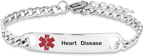 Vista 26 de TGLS Pulsera de alerta médica roja para mujeres y hombres, pulsera de emergencia de primeros auxilios de salud grabada ajustable de acero inoxidable