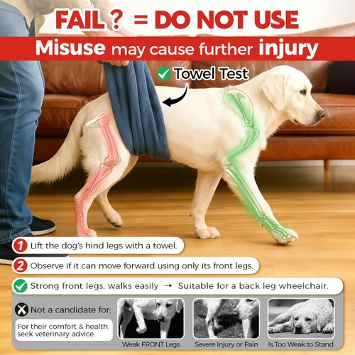 Vista 6 de Arnés de repuesto para silla de ruedas para perros pequeños, chaleco ajustable para silla de ruedas para soporte de patas traseras, se adapta a