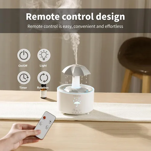 Vista 6 de Humidificadores para dormitorio, difusor de aceites esenciales de aromaterapia, humidificador ultrasónico silencioso de nubes y niebla fría, luz LED