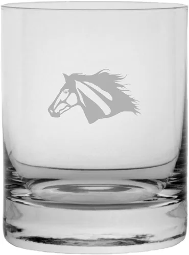 Vista 53 de Abaco Barb - Vaso de whisky con temática de caballo grabado (10.25 onzas)