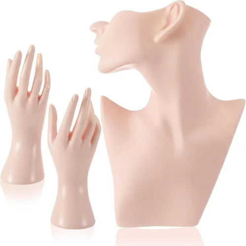 Vista 8 de Kigley - Juego de exhibición de joyería con maniquí que incluye soporte para busto boutique, soporte para pendientes, exhibidor de mano y soporte