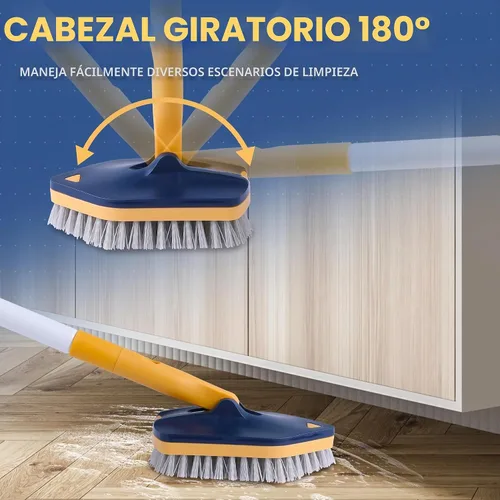 Vista 6 de BOOMJOY Cepillo limpiador de tina con mango largo, extensible de 58 pulgadas 3 en 1 Cepillo limpiador de bañera con mango largo, cepillo de limpieza