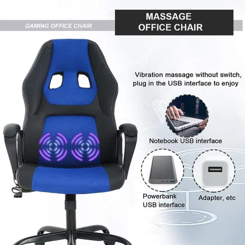 Vista 5 de Offcie - Silla de juegos de PC, silla de computadora estilo carreras con reposabrazos acolchado, silla ergonómica de escritorio para el hogar