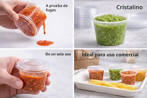 Vista 7 de Taza de plástico transparente para soufflé de 1 oz, tazas de porciones sin BPA con tapas, 100