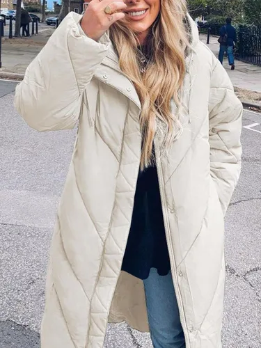 Vista 3 de Yousify Women's Hooded Long Puffer Coat Winter Longer Thickened Down Jacket Zip Cotton Outwear
