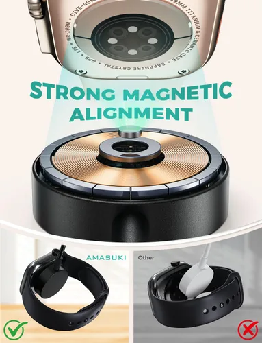 Vista 9 de Esenciales de viaje para Apple Watch, esenciales para acampar en cruceros, cable de carga múltiple, puertos de carga 3 en 2 para iWatch Series Negro