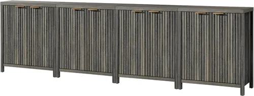 Vista 9 de OAKHAM HOME Oxford Storage Cabinet Fluted Sideboard Buffet with Adjustable Shelves Modern Accent Console Credenza for Hallway, Living Room, Entryway