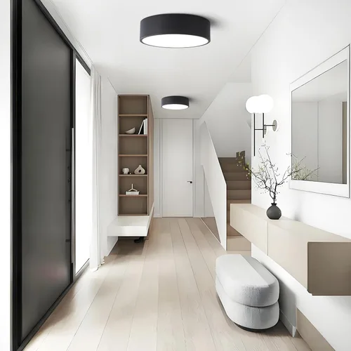 Vista 7 de Lámpara de techo de montaje empotrado regulable moderna, luces LED redondas de color negro mate, iluminación de 5CCT 2700K-6000K para cocina
