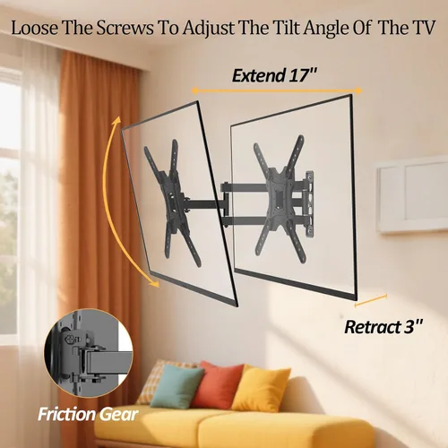 Vista 2 de Soporte de pared para TV de movimiento completo, soporte de pared para monitor de TV, extensión de inclinación giratoria para televisores LCD LED 4K