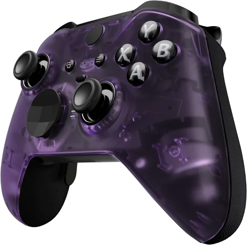 Vista 6 de eXtremeRate Clear Atomic Purple Replacement Faceplate Cover for Xbox One Elite Controller Series 2 (Model 1797), Custom Front Housing Shell Case &