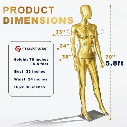 Vista 2 de Maniquí de cuerpo completo femenino Forma Maniquí Torso Soporte Ajustable Plástico Maniquí desmontable Base de metal