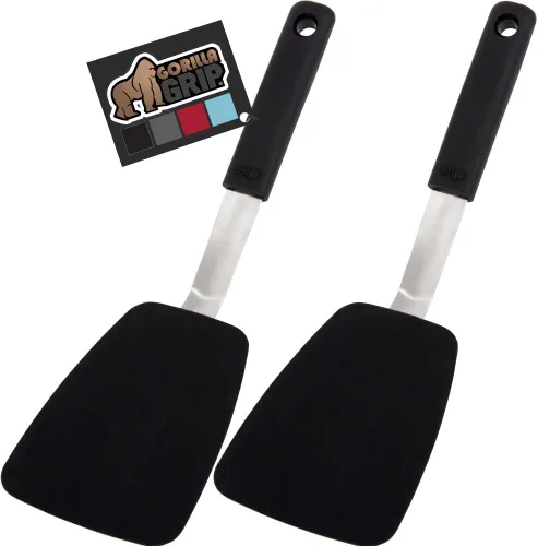 Vista 16 de GORILLA GRIP Espátula de silicona flexible de grado alimenticio, cabezal resistente al calor para sartén antiadherente, mango de goma suave