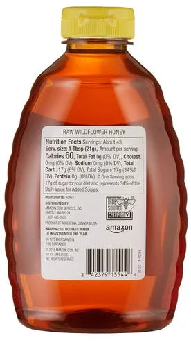 Vista 4 de Happy Belly - Marca Amazon – Miel de flor silvestre cruda, 32 onzas (anteriormente Solimo) (el empaque puede variar)