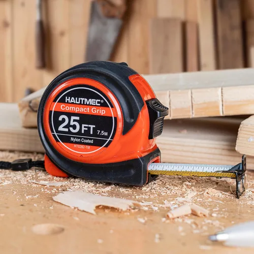 Vista 8 de HAUTMEC Cinta métrica de 25 pies con marcas fraccionarias de 1/8 escala métrica/imperial doble con gancho magnético Cinta métrica para construcción