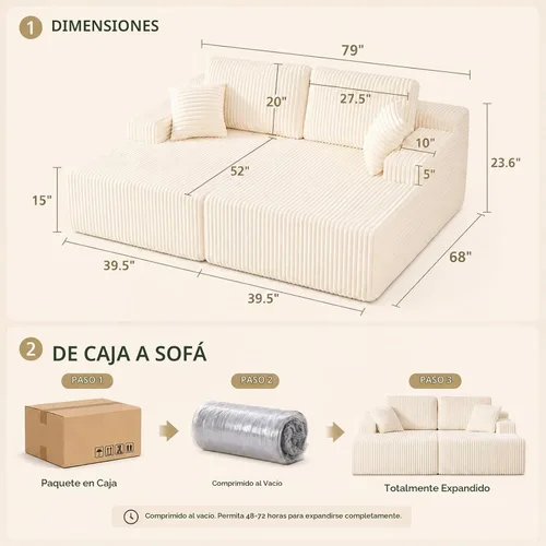 Vista 2 de WHGBJA Sofá cama 3 en 1 para sala de estar/dormitorio, convertible, modular