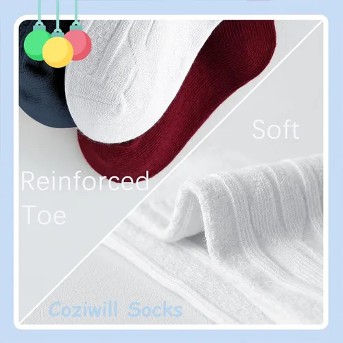 Vista 6 de Calcetines altos hasta la rodilla para bebés, calcetines para recién nacidos, calcetines de tubo para niños, calcetines de punto trenzado hasta