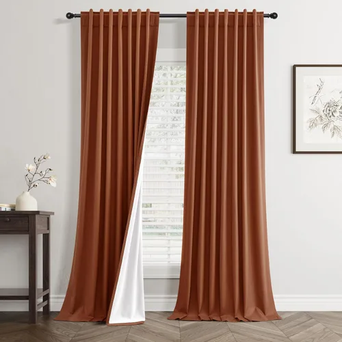 Vista 13 de Jowels - Cortinas opacas con pestaña trasera color beige cálido de 84 pulgadas de largo, 2 paneles para sala de estar y dormitorio, color beige