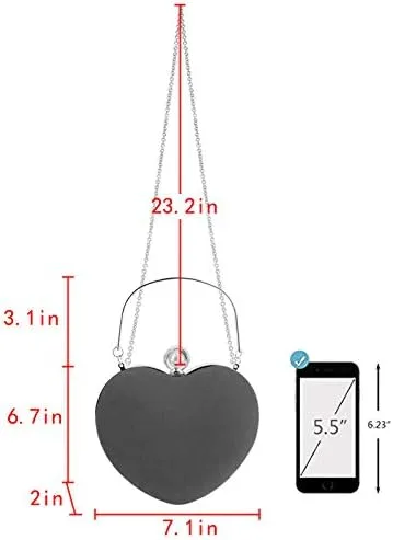 Vista 2 de Bolso de mano en forma de corazón para mujer, bolso de hombro de terciopelo, bolsos de noche