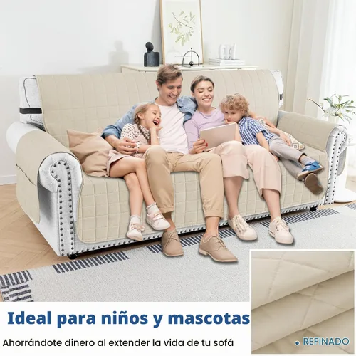 Vista 2 de MAXIJIN Fundas impermeables para sofá de 3 cojines, aptas para mascotas, fundas acolchadas para sofá de 69 pulgadas, lavables, protector de sofá