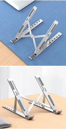Vista 3 de Soporte ajustable para laptop, elevador portátil plegable de aluminio para portátiles de 10 a 15.6 pulgadas, diseño ergonómico con bolsa
