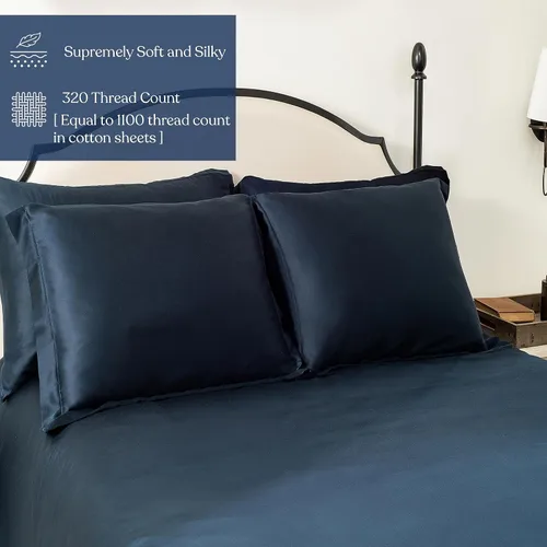 Vista 2 de Juego de 2 fundas europeas 100 % de eucalipto lyocell Tencel (26 x 26), enfriamiento natural, fibra Tencel Lyocell certificada, súper suave, sedosa