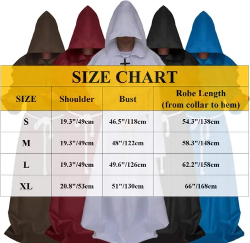 Vista 5 de ALIZIWAY Bata con capucha de fraile monje sacerdote para Halloween y cosplay, Negro