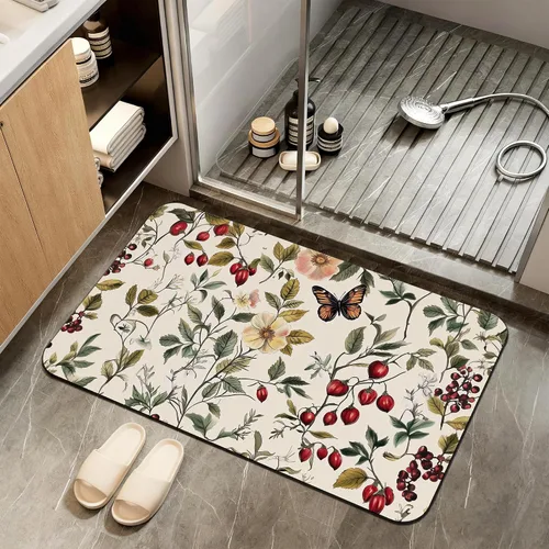 Vista 10 de Tapete de baño antideslizante, decoración de baño con purpurina bendita, tapete de baño plateado de diatomeas de secado rápido, absorbente, alfombra