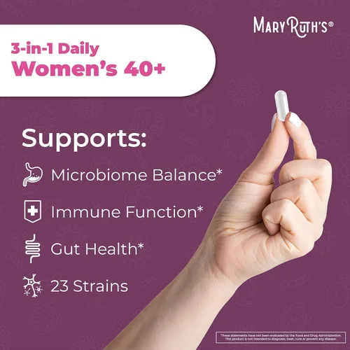 Vista 4 de MaryRuth's 3 en 1 Daily Health 40+ Probióticos para mujeres Suplemento de apoyo hormonal y menopausia para mujeres Cápsulas de salud intestinal