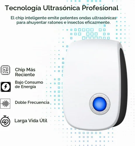 Vista 3 de Control ultrasónico de plagas electrónico repelente de plagas, enchufe repelente sónico para interiores para roedores, cucarachas, insectos