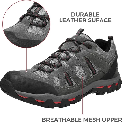 Vista 4 de CAMELSPORTS Zapatos de senderismo para hombre, transpirables, ligeros, zapatos de cuero para caminar, zapatos de senderismo y senderismo, talla 7 a